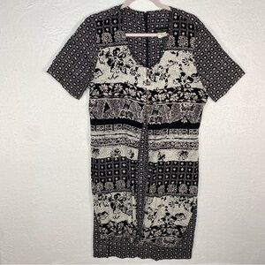 Vintage Stuart Alan floral‎ print boho secretary garden party midi dress